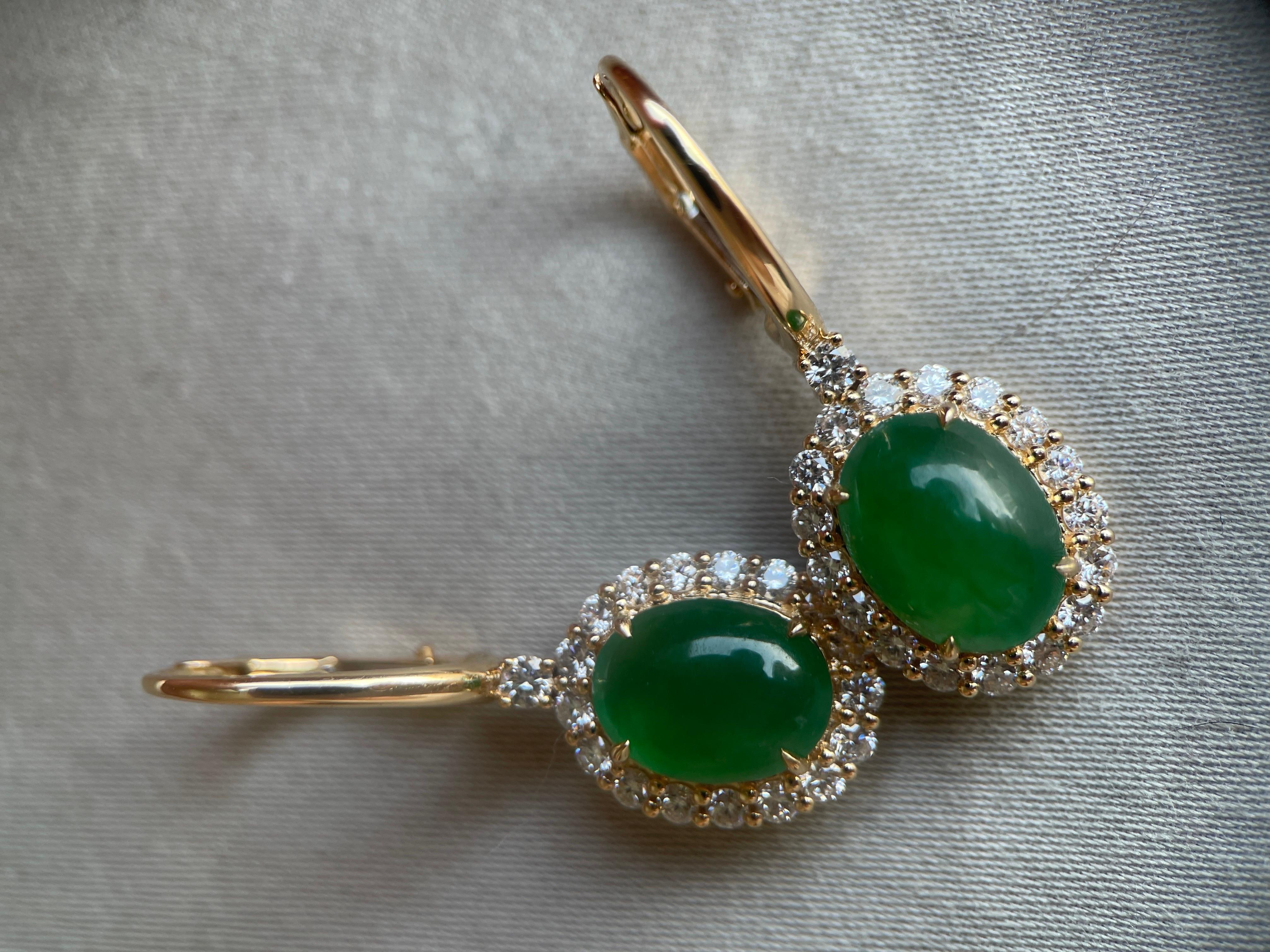 NGI certified Type A Burma Jadeite Jade Earring 2