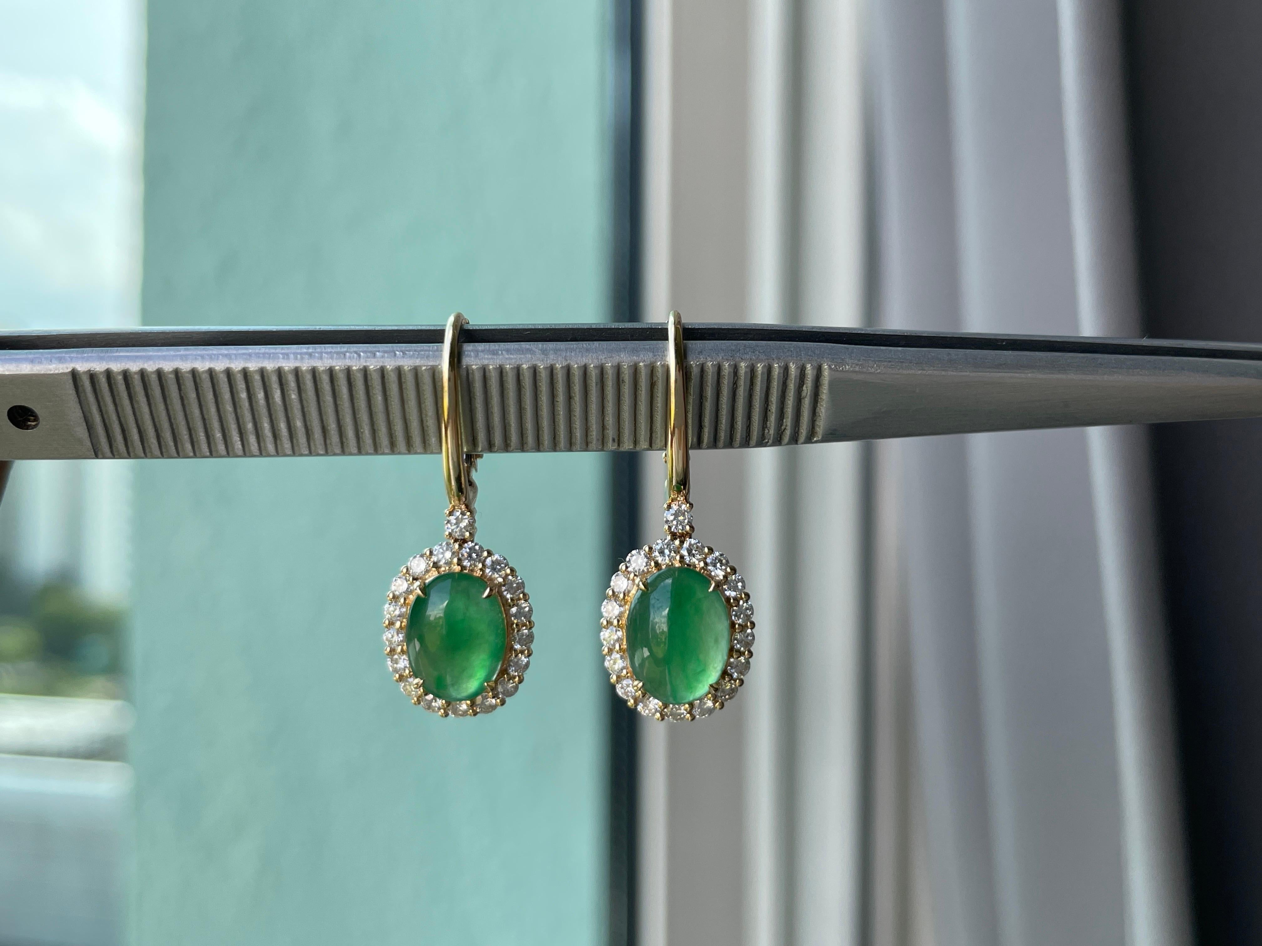 NGI certified Type A Burma Jadeite Jade Earring 3