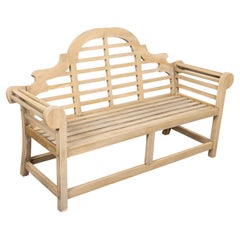 nglish Lutyens Style Teak Garden Bench with Arched Lattice Back, circa 1920