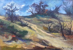 Large colourful modernist abstract landscape painting Vietnamese American artist