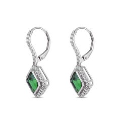 Certified 3.73 Carat Vivid Green Emerald and Diamond Classical Dangle Earring