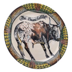 Einzigartiger Nguni-Teller aus Keramik, hergestellt in Südafrika