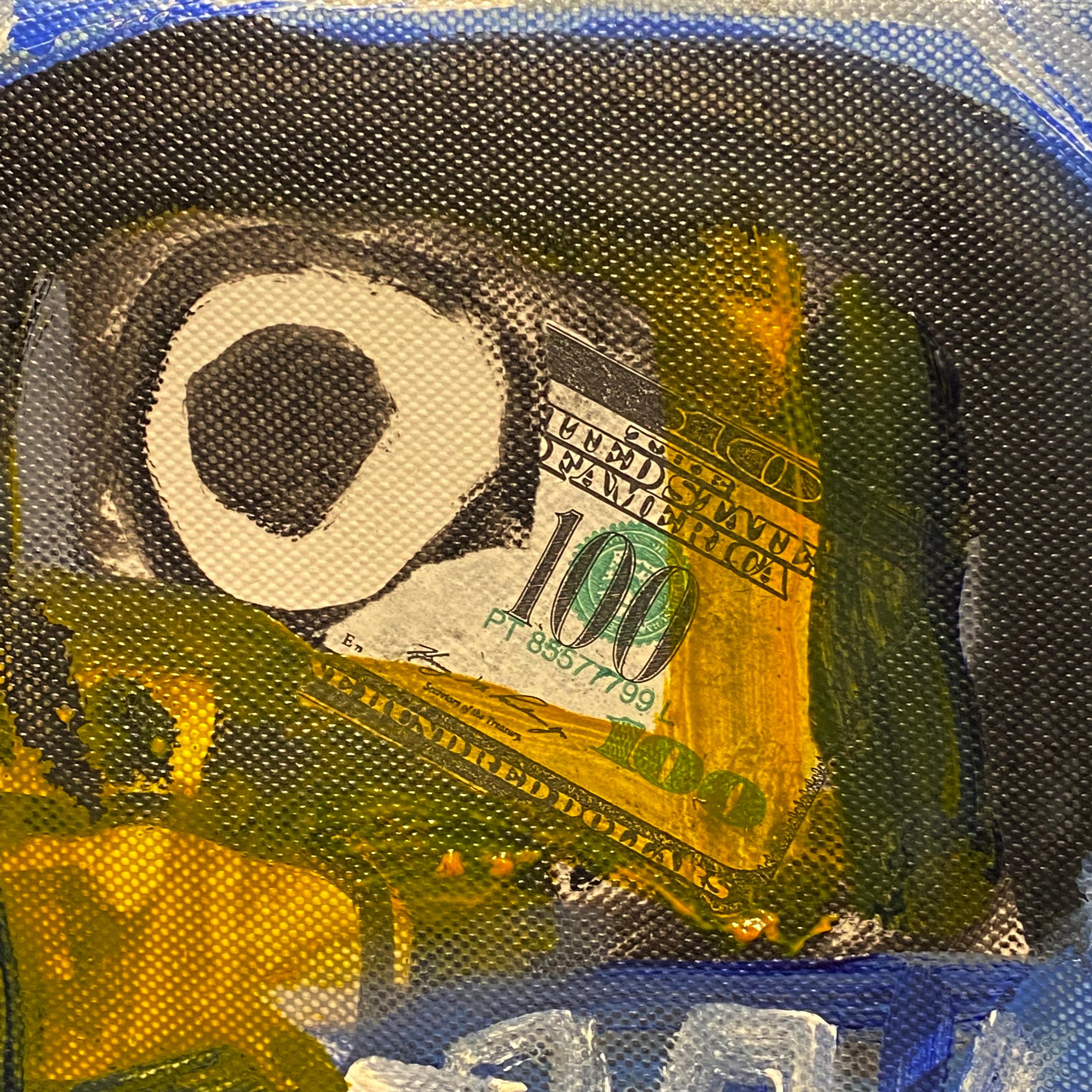 'I See Money' Mixed Media Portrait - Contemporary Painting by Nguyen Cong Cu