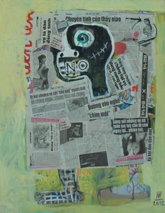 Peinture de portrait abstraite « Reading Newspaper II »