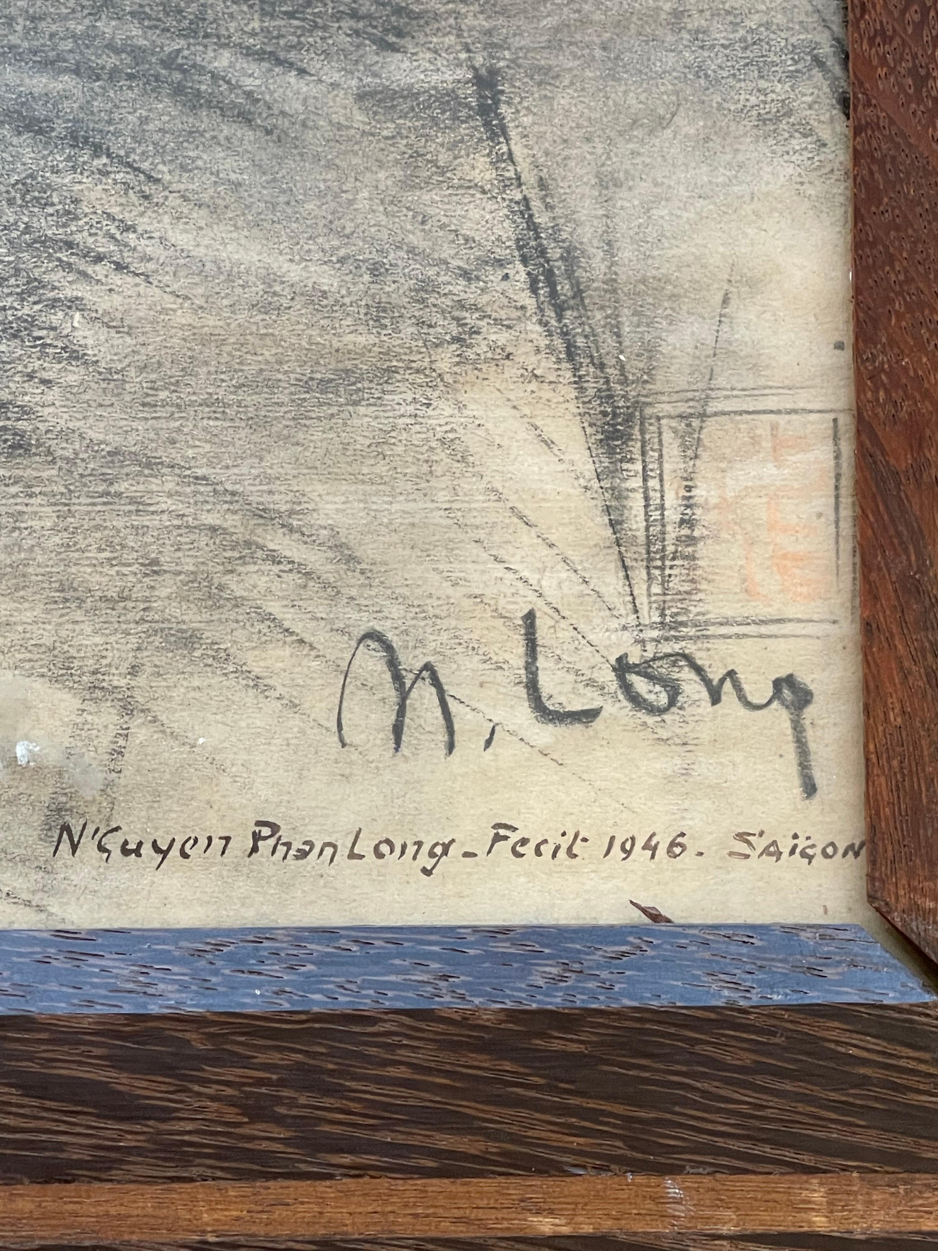 Vietnamese N’guyen Phan Long, a pair of drawings on paper, 1946 For Sale