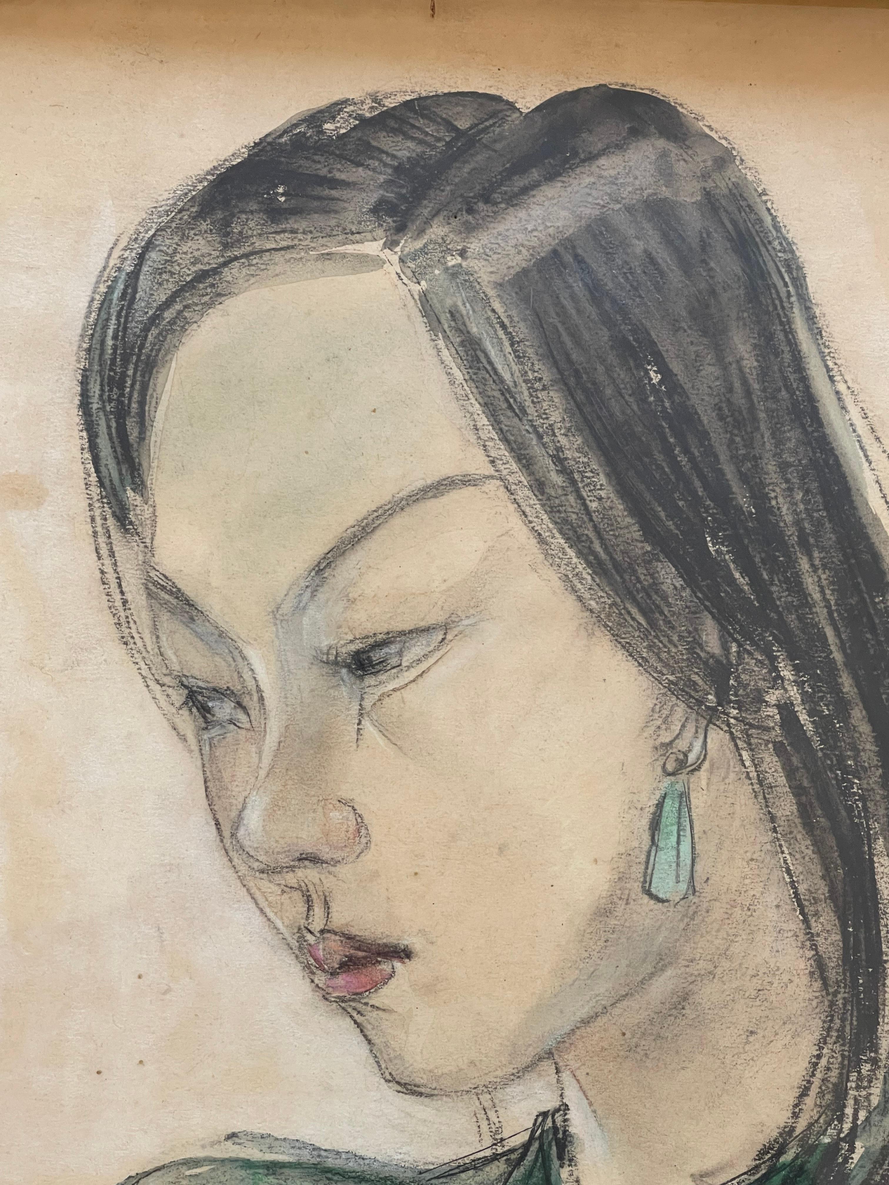 Mid-20th Century N’guyen Phan Long, a pair of drawings on paper, 1946 For Sale