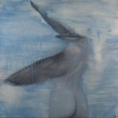 'Dreaming', Large Abstract Monochromatic Nude Angel Painting