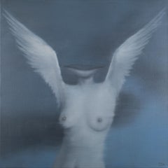 'Flying' Figurative Nude Monochromatic Painting