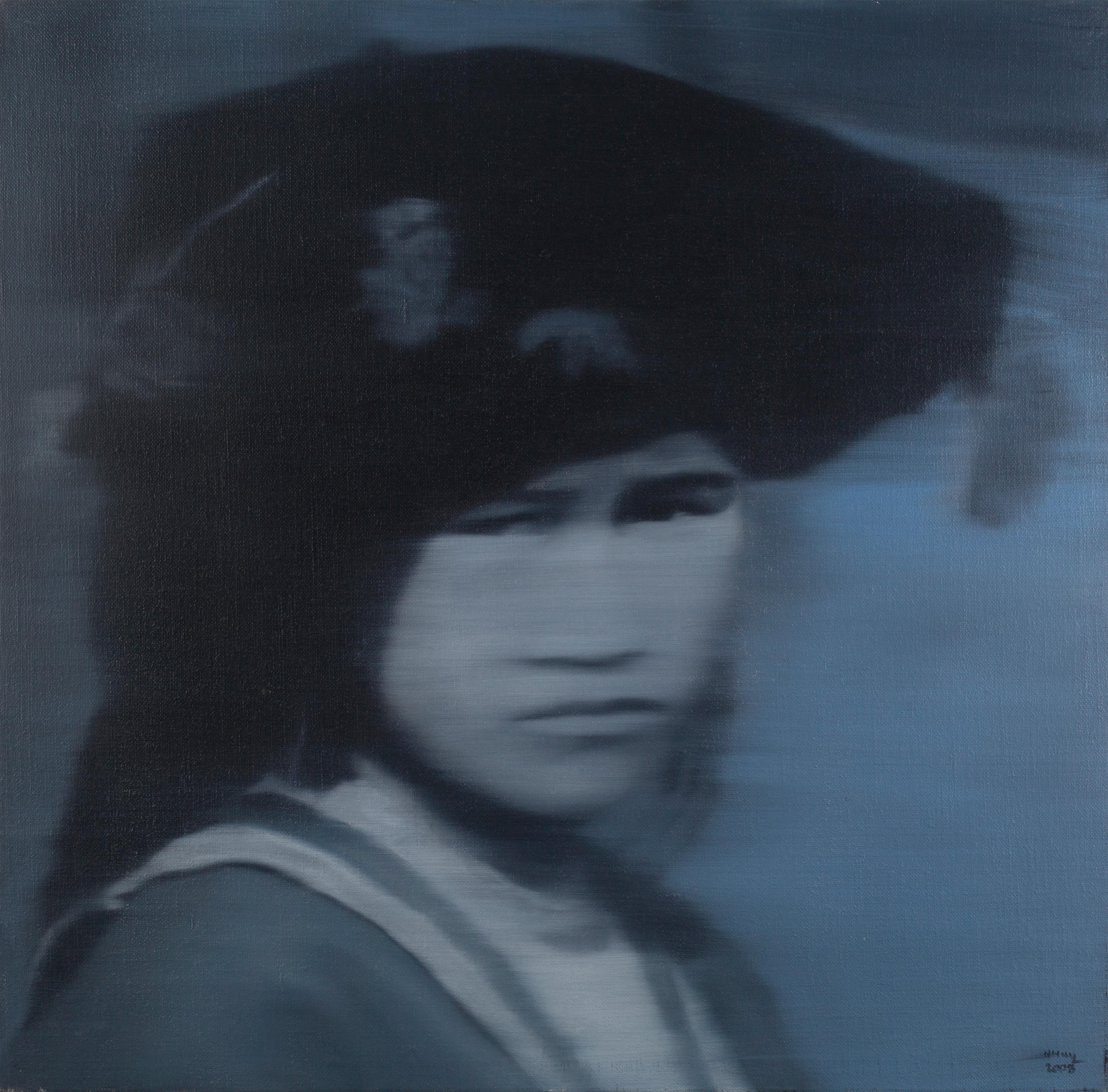 Nguyen Quang Huy Portrait Painting – Figuratives monochromes Porträtgemälde, Stammesfrau Indochine IV, Stammeskunst
