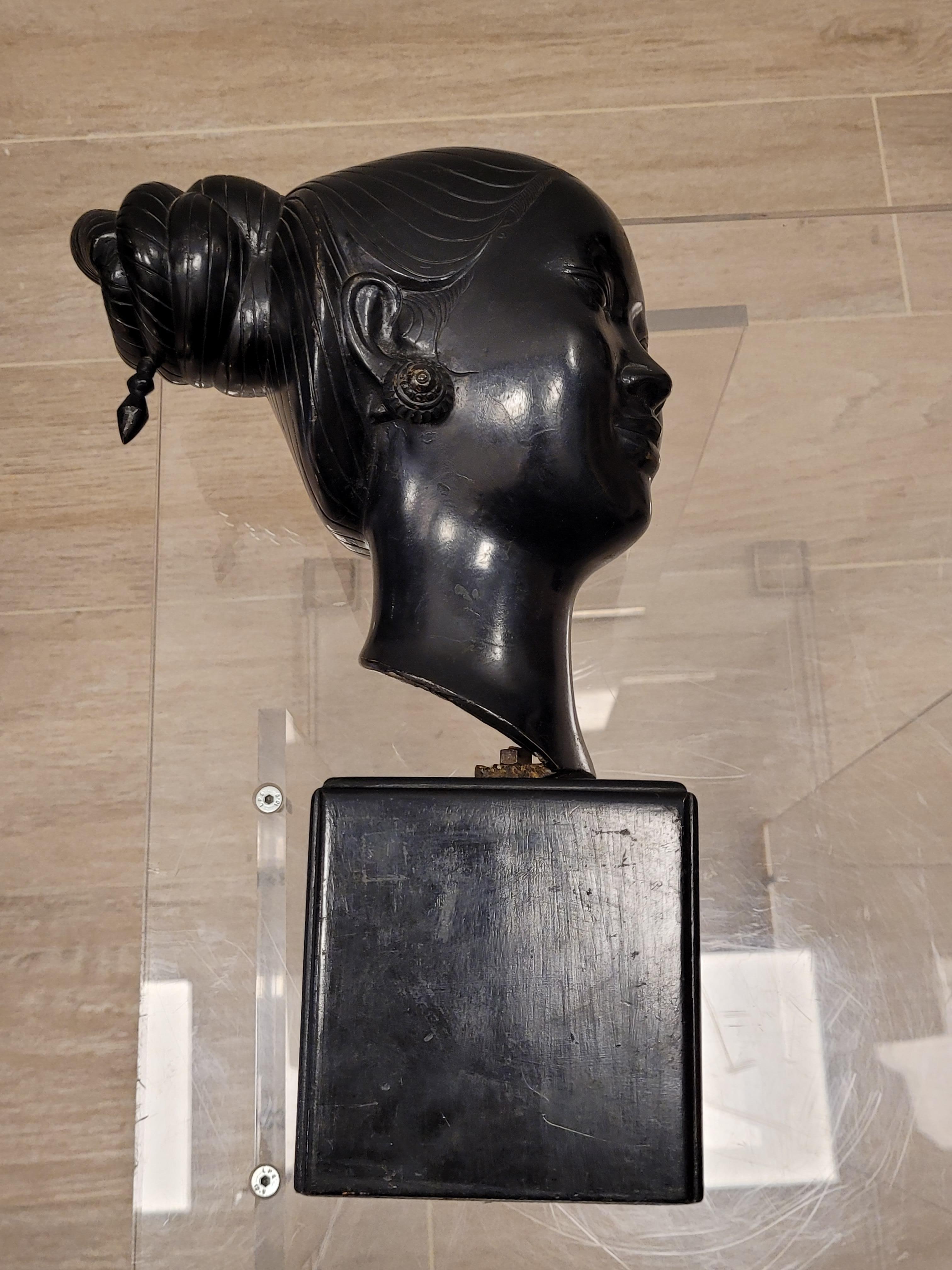 Nguyen Thanh Le bronze Sculpture Bust Black, young Vietnamese 2