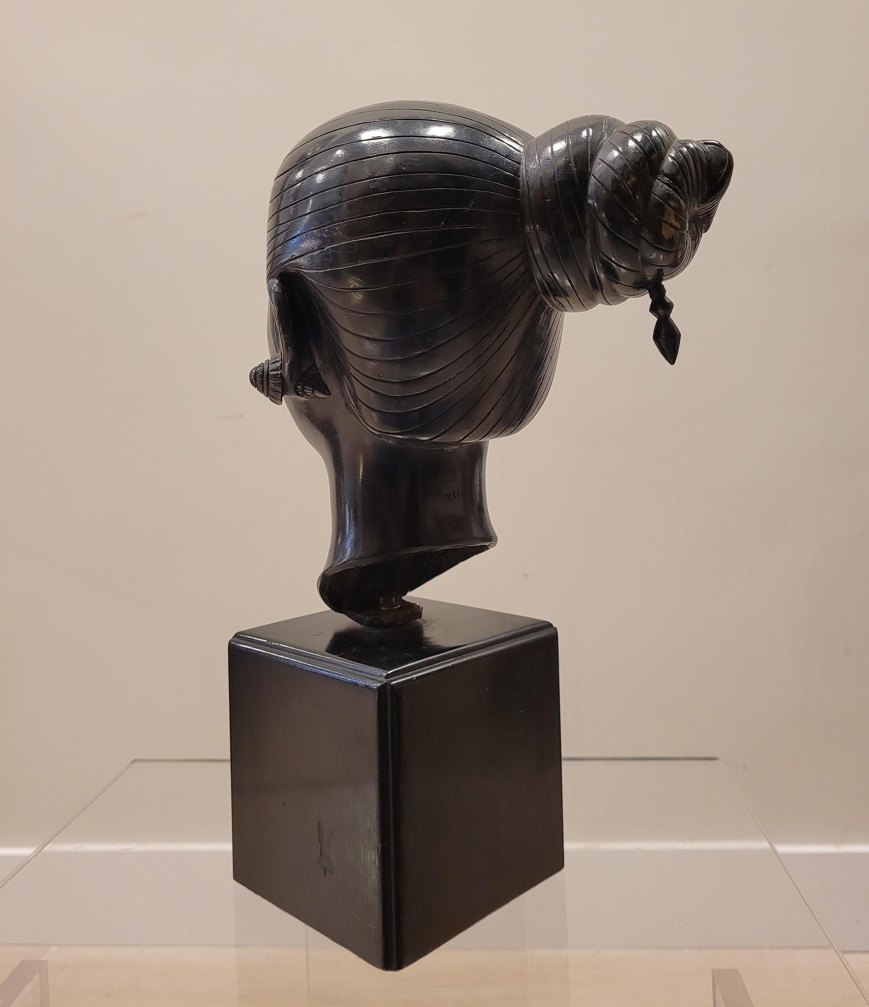 Nguyen Thanh Le bronze Sculpture Bust Black, young Vietnamese 5