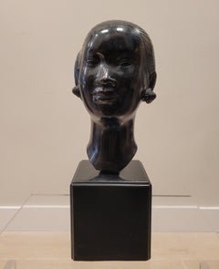 Nguyen Thanh Le bronze Sculpture Bust Black, young Vietnamese