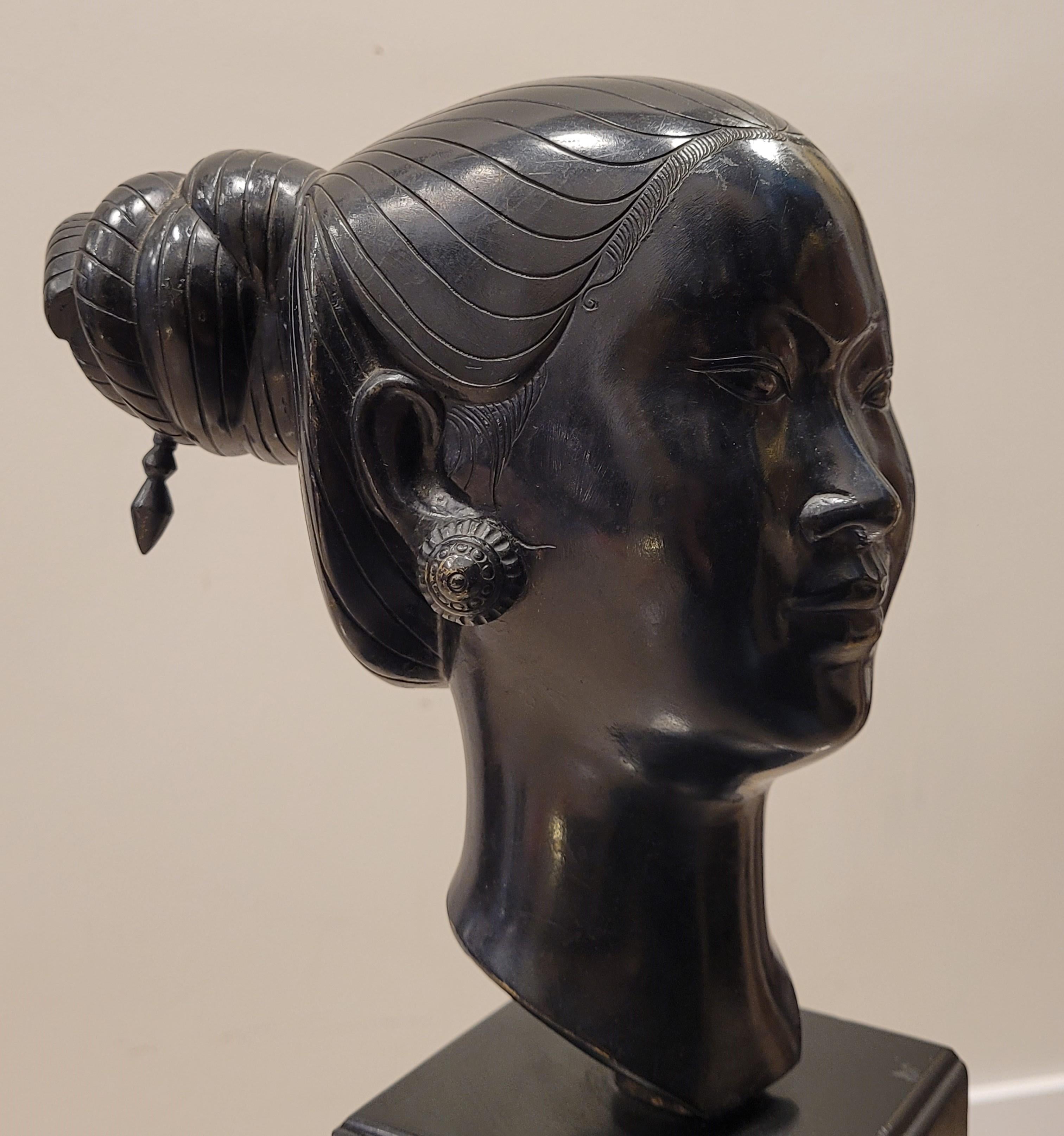 French Nguyen Thanh Le bronze Sculpture Bust Black, young Vietnamese