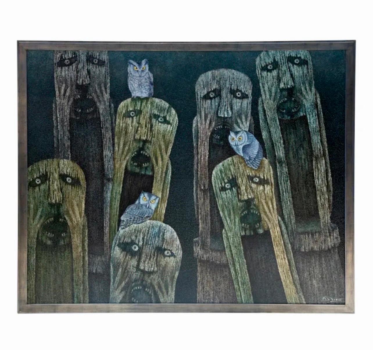Gran cuadro al óleo vietnamita contemporáneo de arte popular asiático Nguyen Thanh Son en venta 5