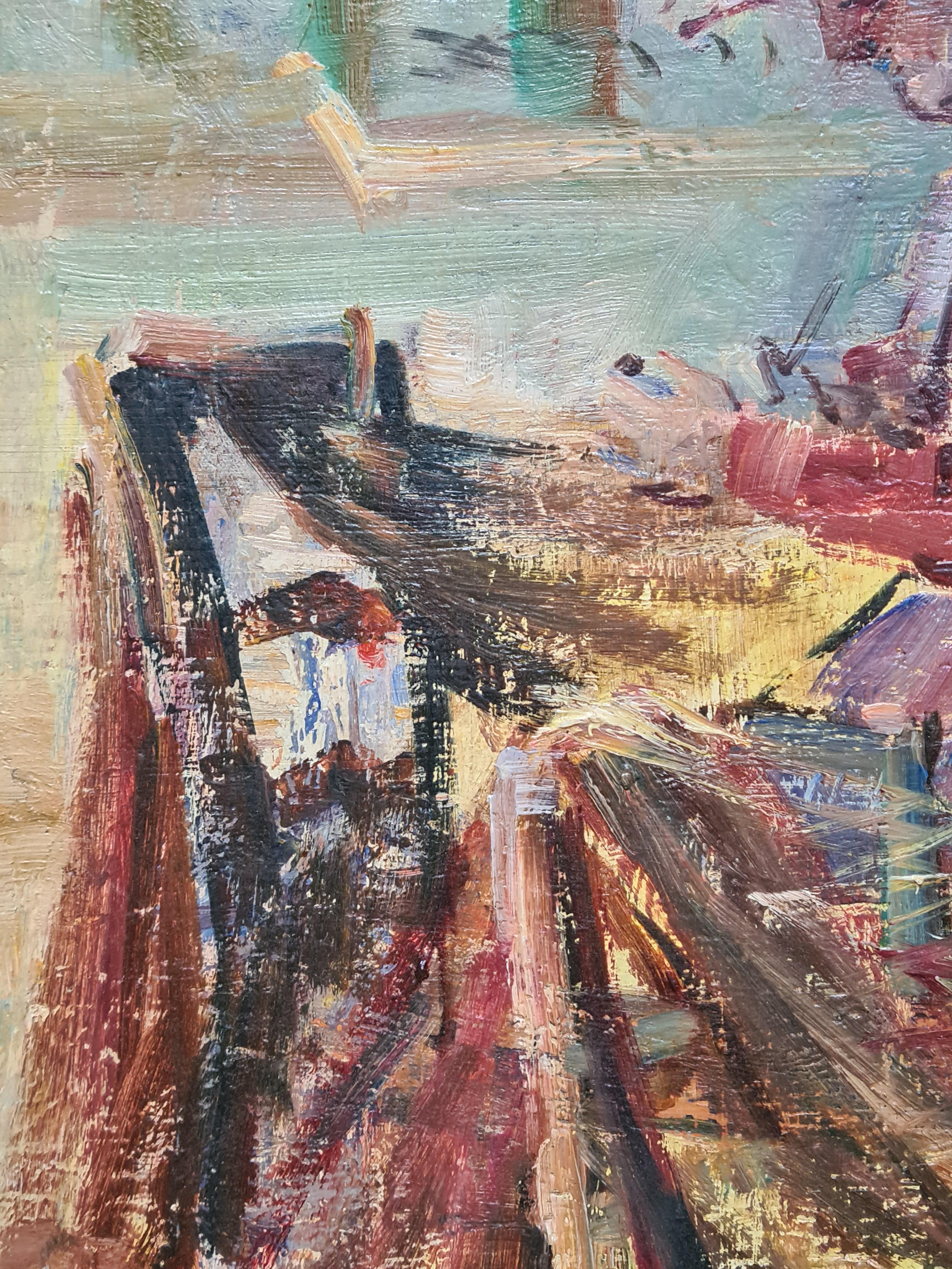 Mending the Fish Nets, Post Impressionist Marine Scene, Les Remailleures For Sale 1
