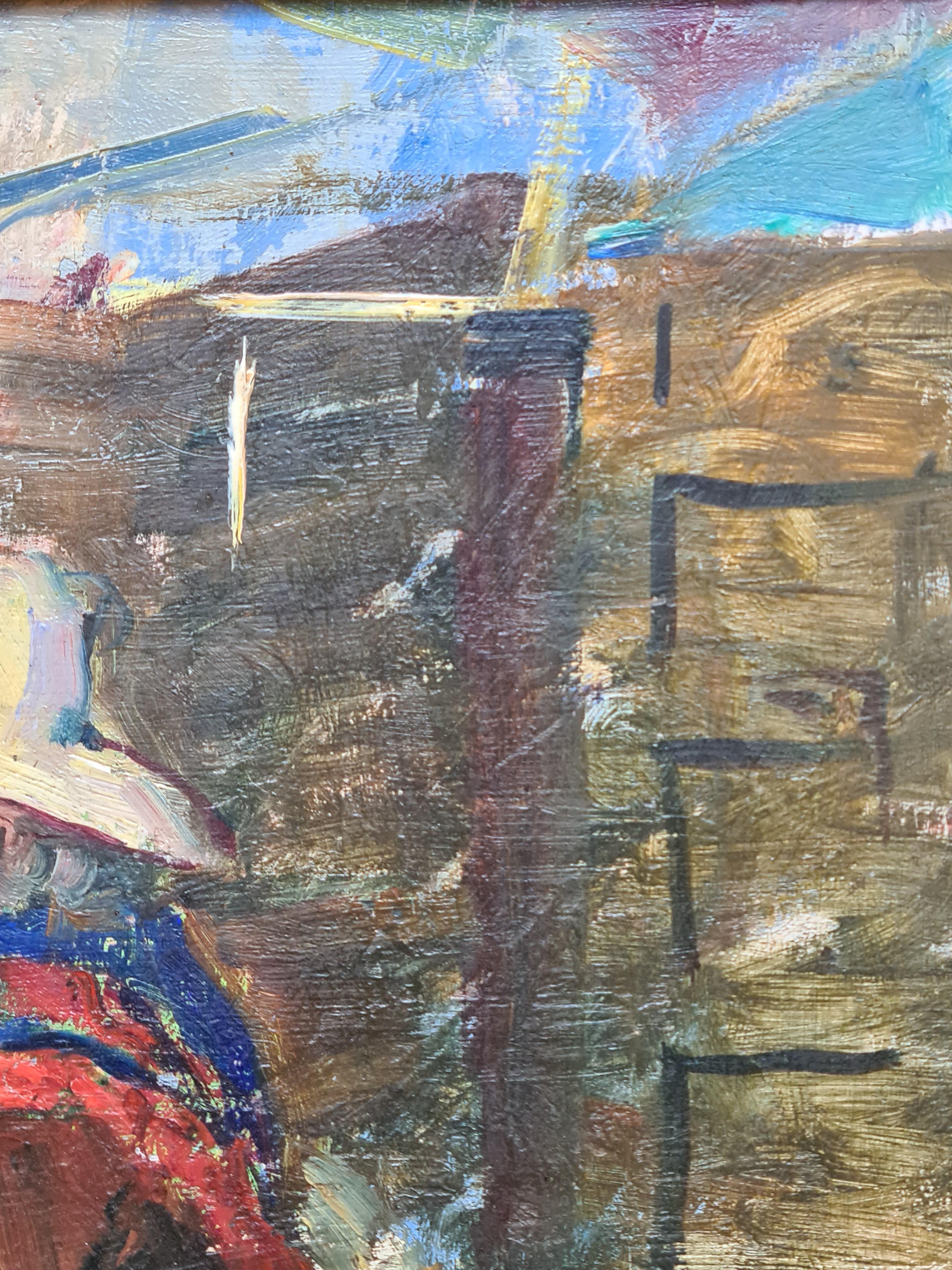 Mending the Fish Nets, Post Impressionist Marine Scene, Les Remailleures For Sale 2