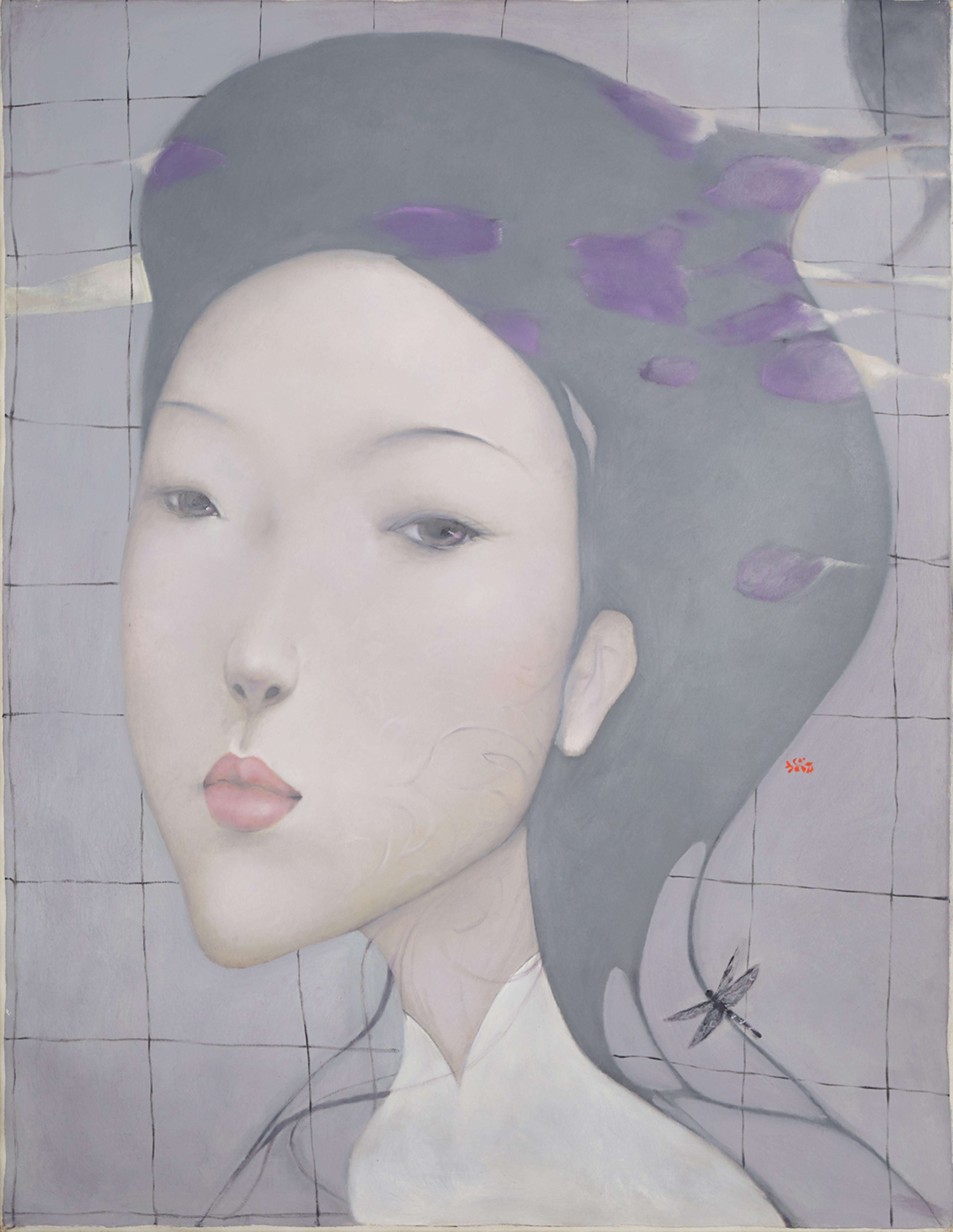 Nguyen Van Cuong Figurative Painting - 'Elegance' Large Oil on Canvas Figurative Portrait Painting