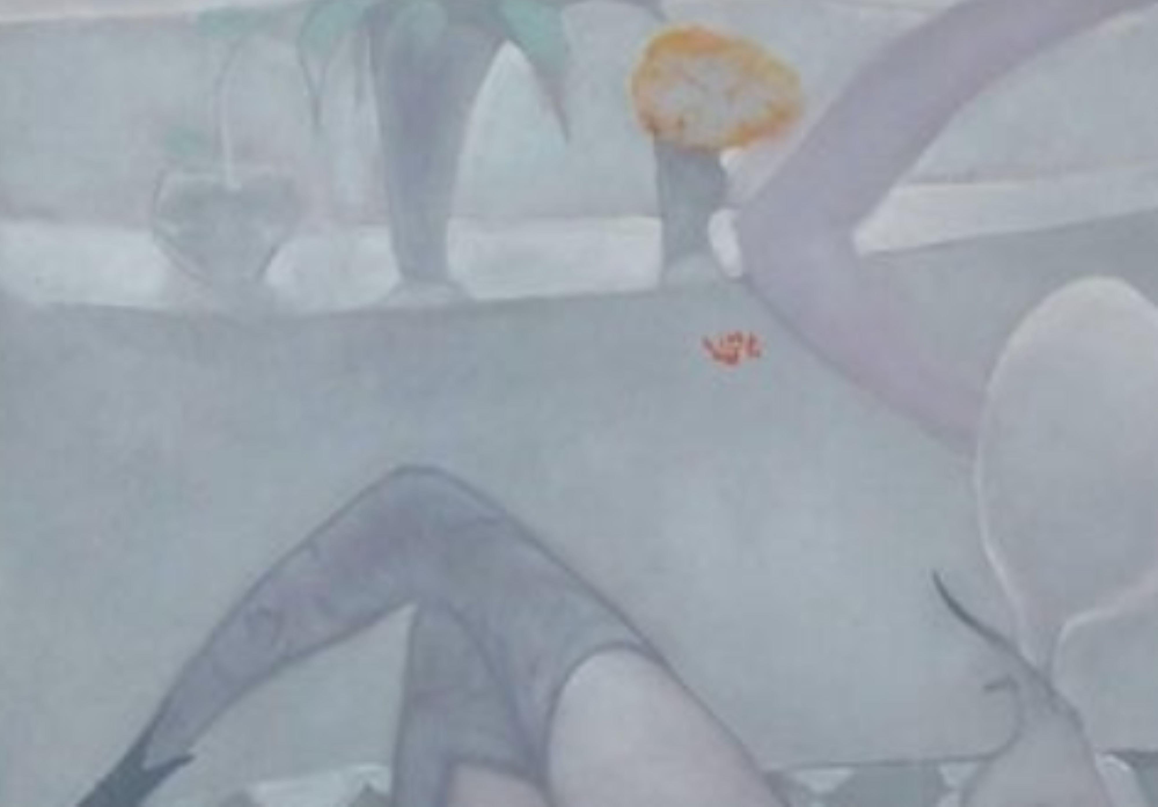 Sabato sera - Figurative Painting Grigio di Nguyen Van Cuong