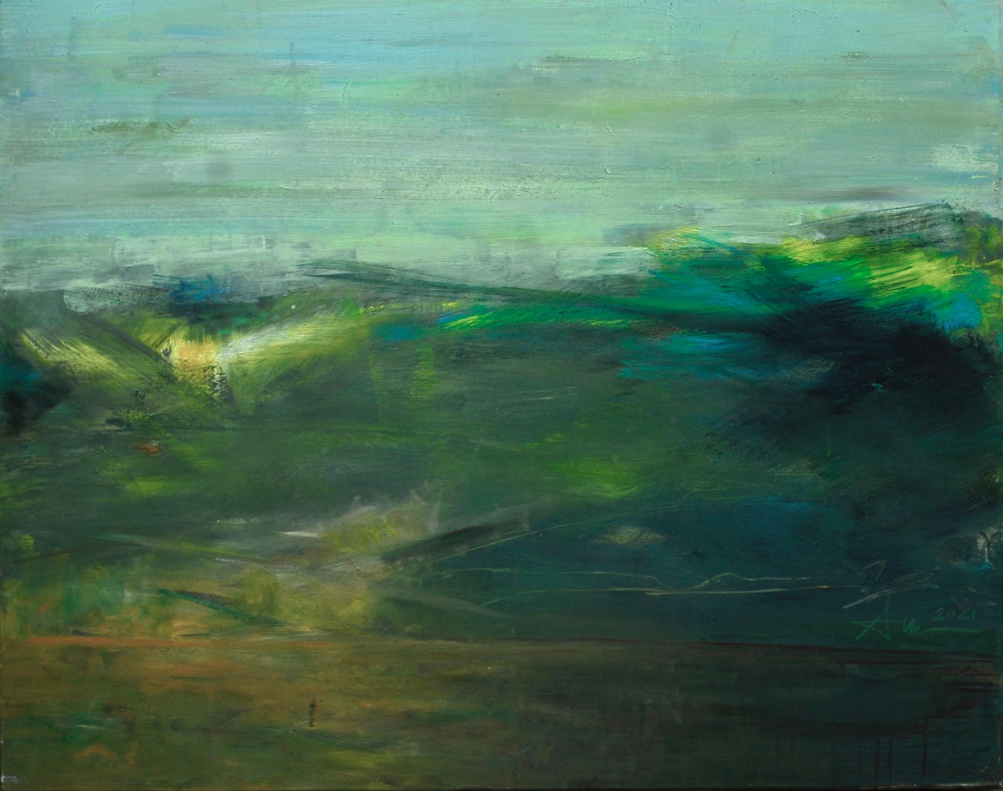 Landscape Painting di Nguyen Xuan Anh - Montagna Blu