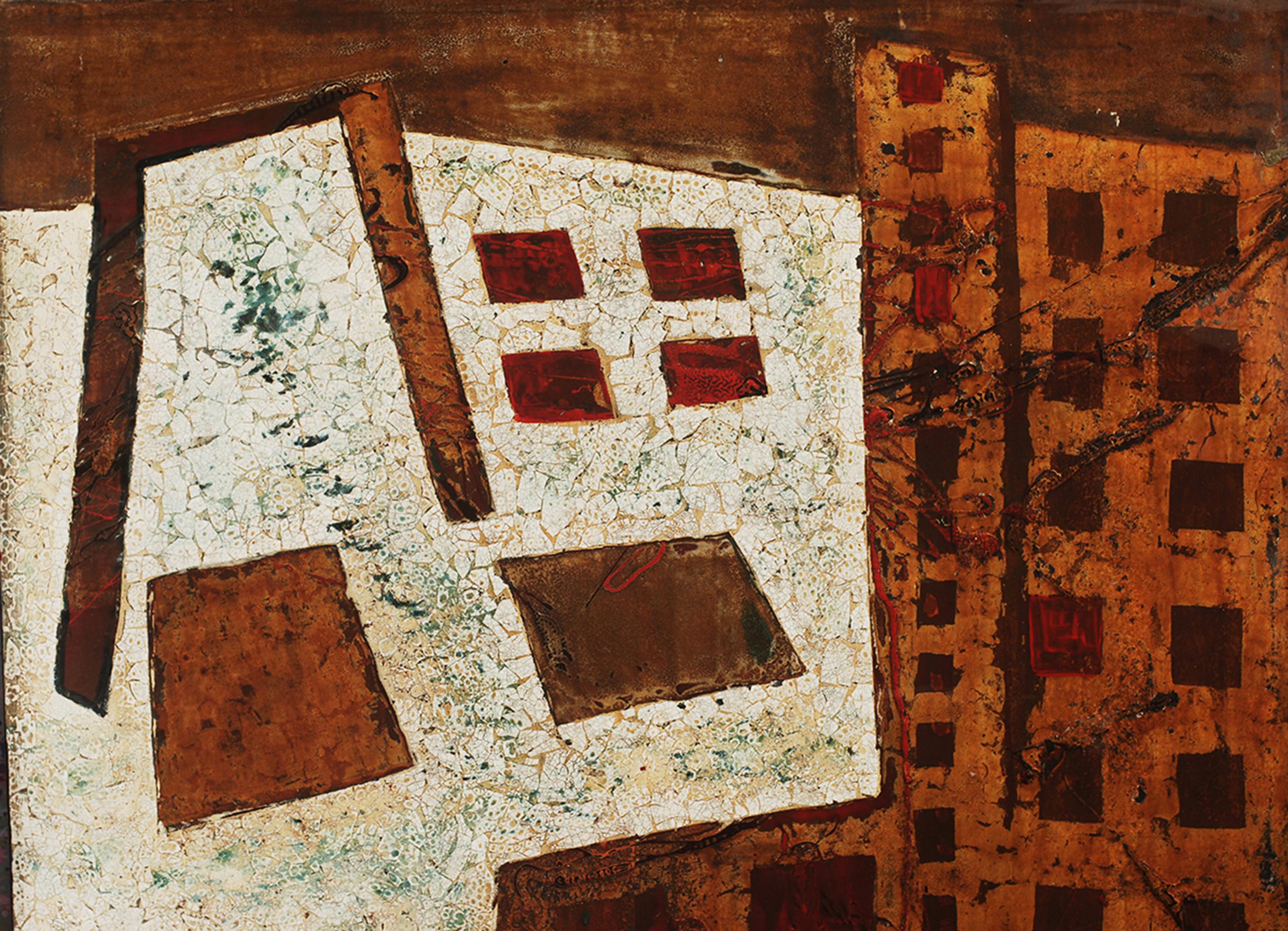 Maisons de la bordure des montagnes - Painting de Nguyen Xuan Anh