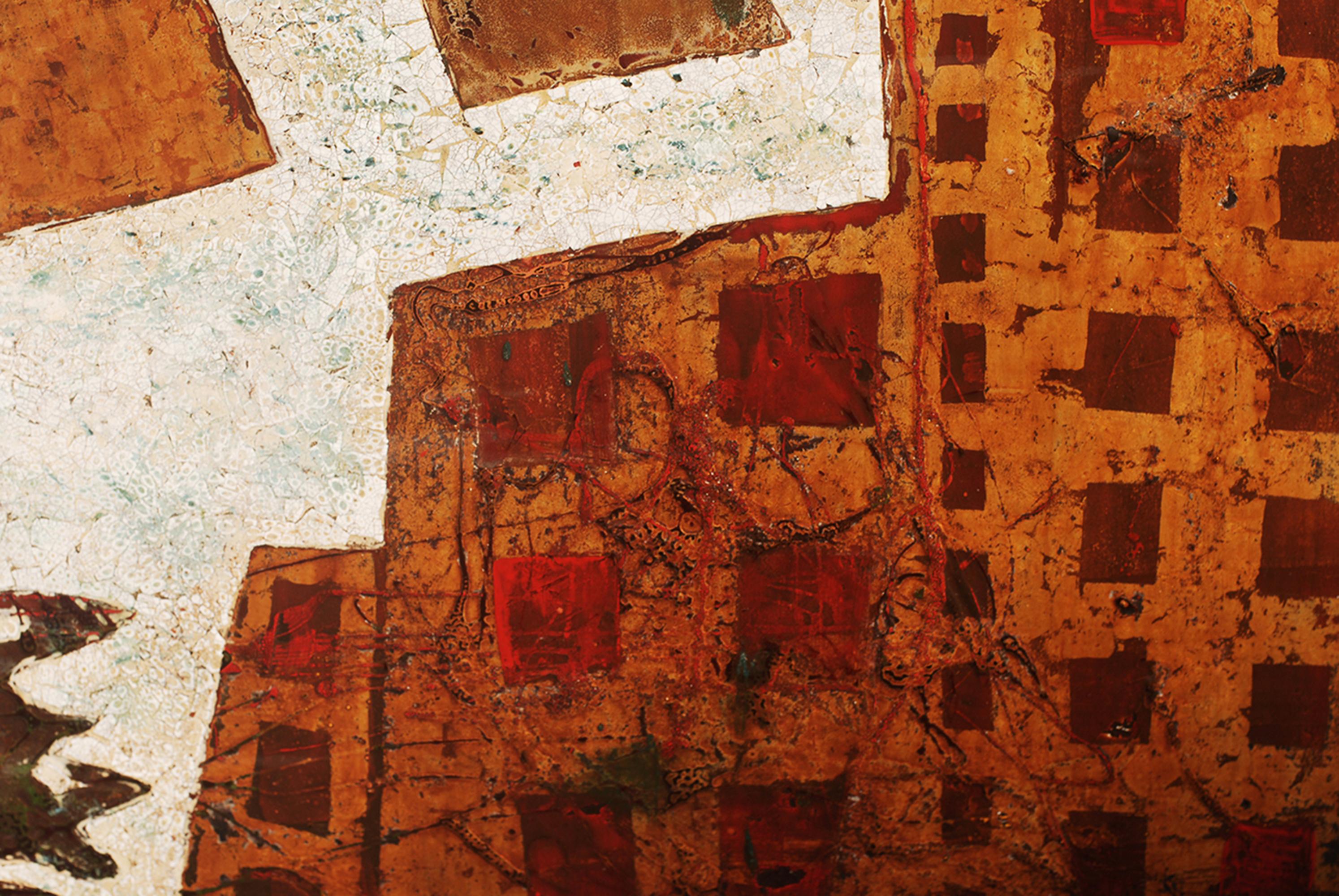 Maisons de la bordure des montagnes - Contemporain Painting par Nguyen Xuan Anh