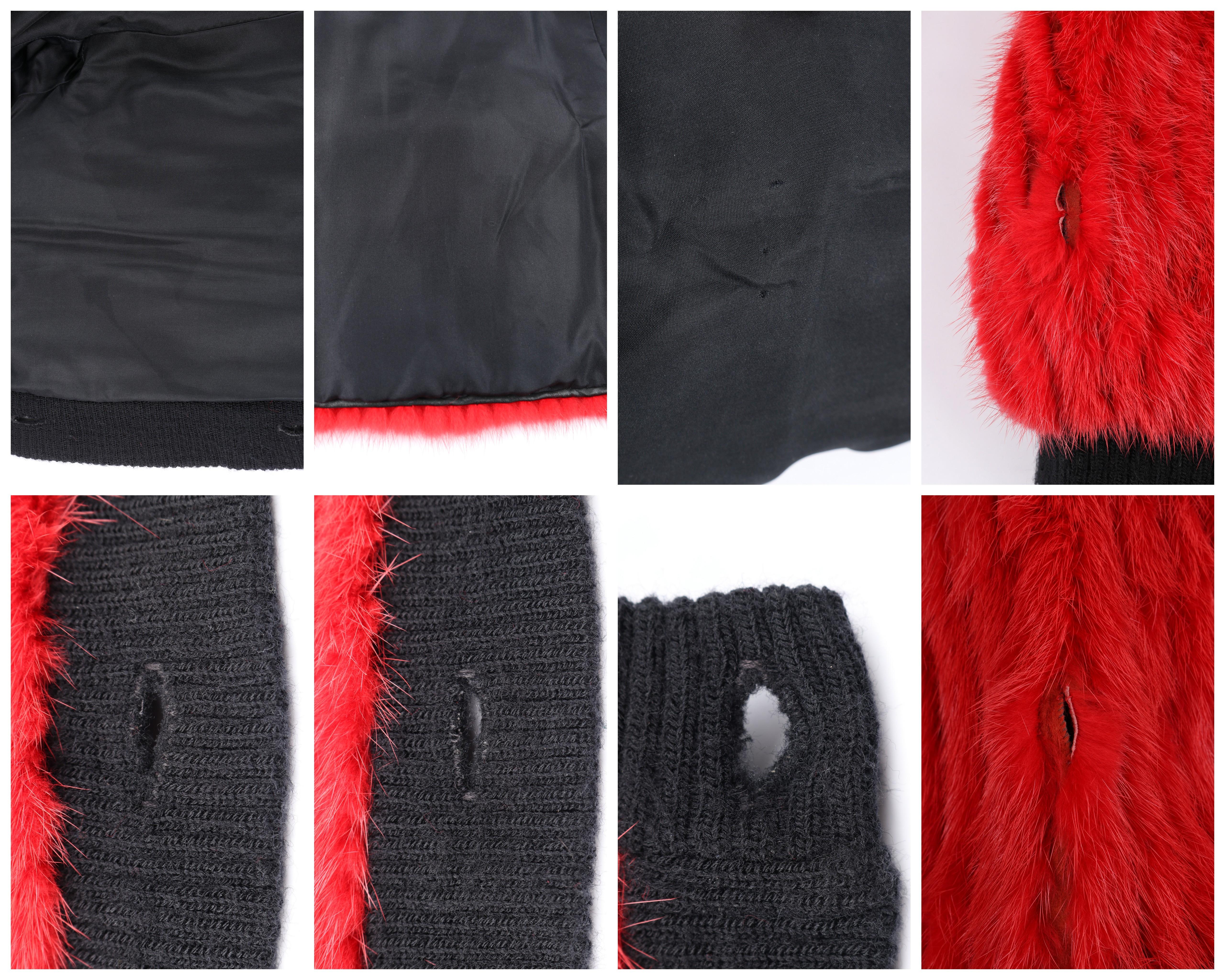 NH ROSENTHAL c.1990’s Red Black Mink Fur Gold Lion Button Up Jacket Coat 3