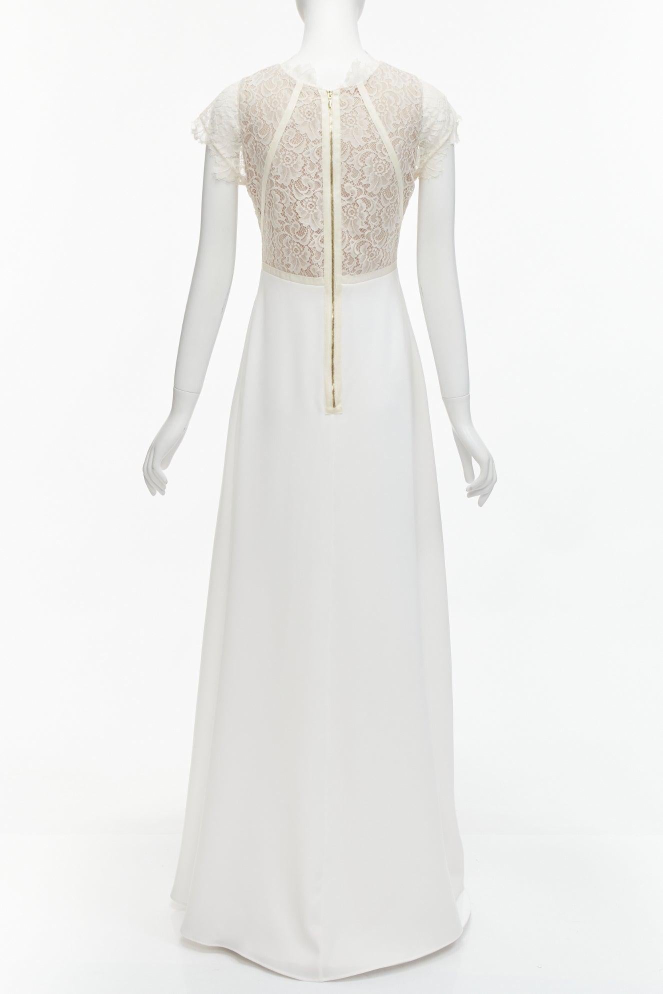 Women's NHA KHANH white lace bodice flutter sleeve bridal gown dress UK10 XL For Sale