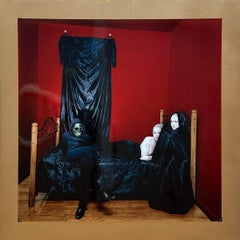 NIGHTMARE Signed Photograph, Surreal Self-Portrait, Mexican Folklore, Skeleton