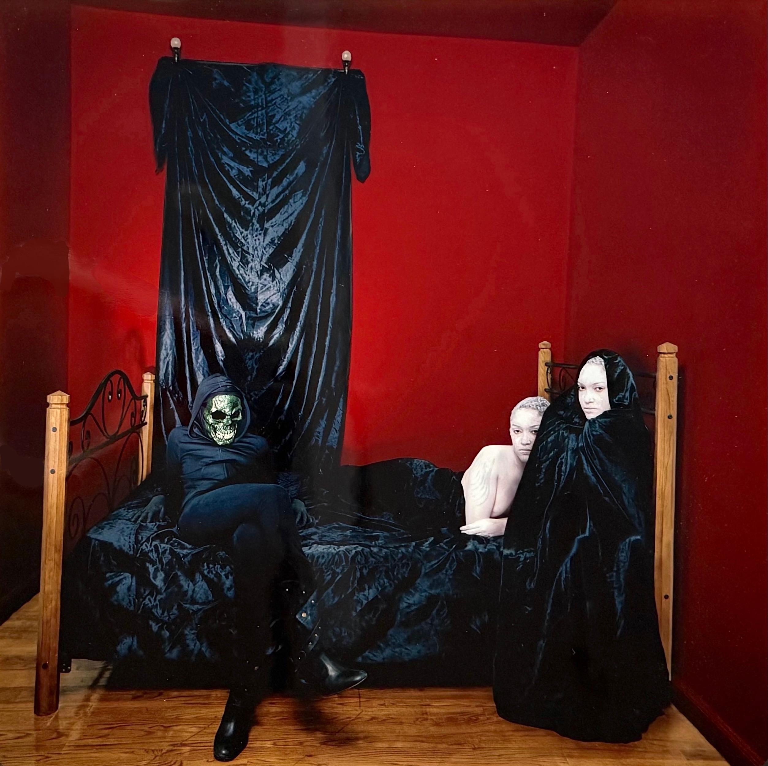 Nia Mora Portrait Photograph - NIGHTMARE Signed Photograph, Surreal Self-Portrait, Mexican Folklore, Skeleton