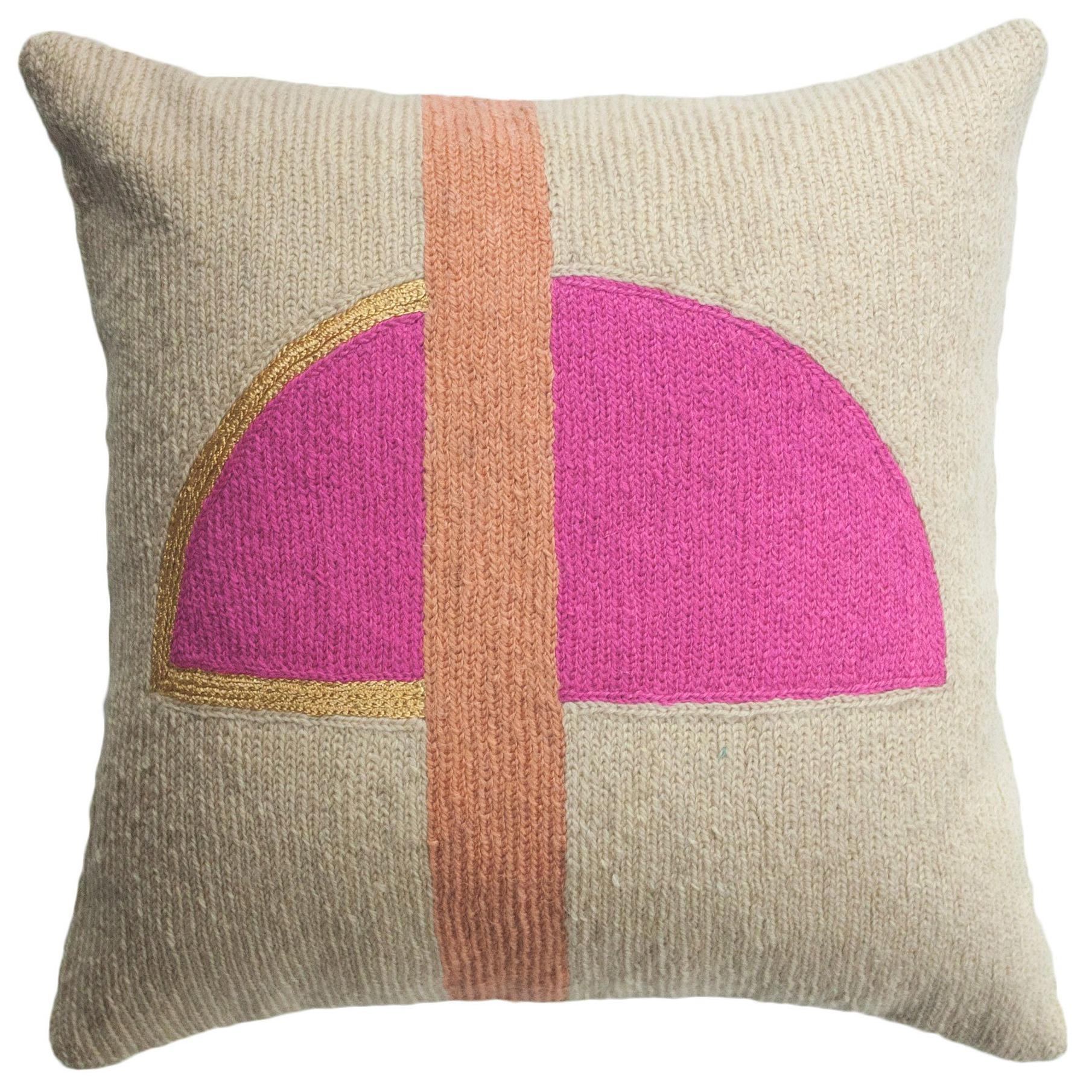 Nia Rise Hand Embroidered Modern Geometric Throw Pillow Cover