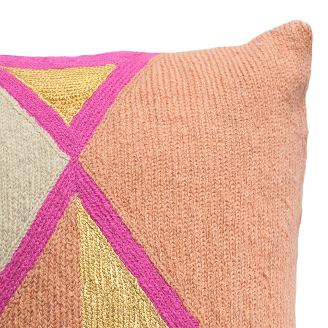 Indian Nia Triangle Hand Embroidered Modern Geometric Throw Pillow Cover