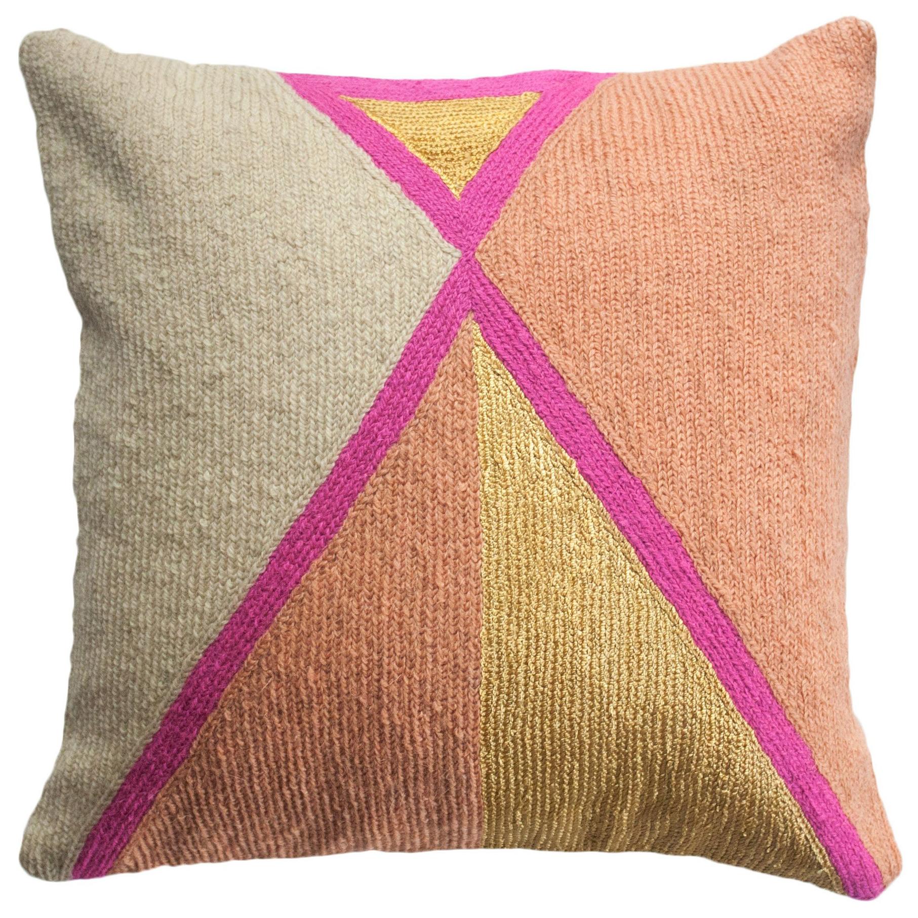 Nia Triangle Hand Embroidered Modern Geometric Throw Pillow Cover