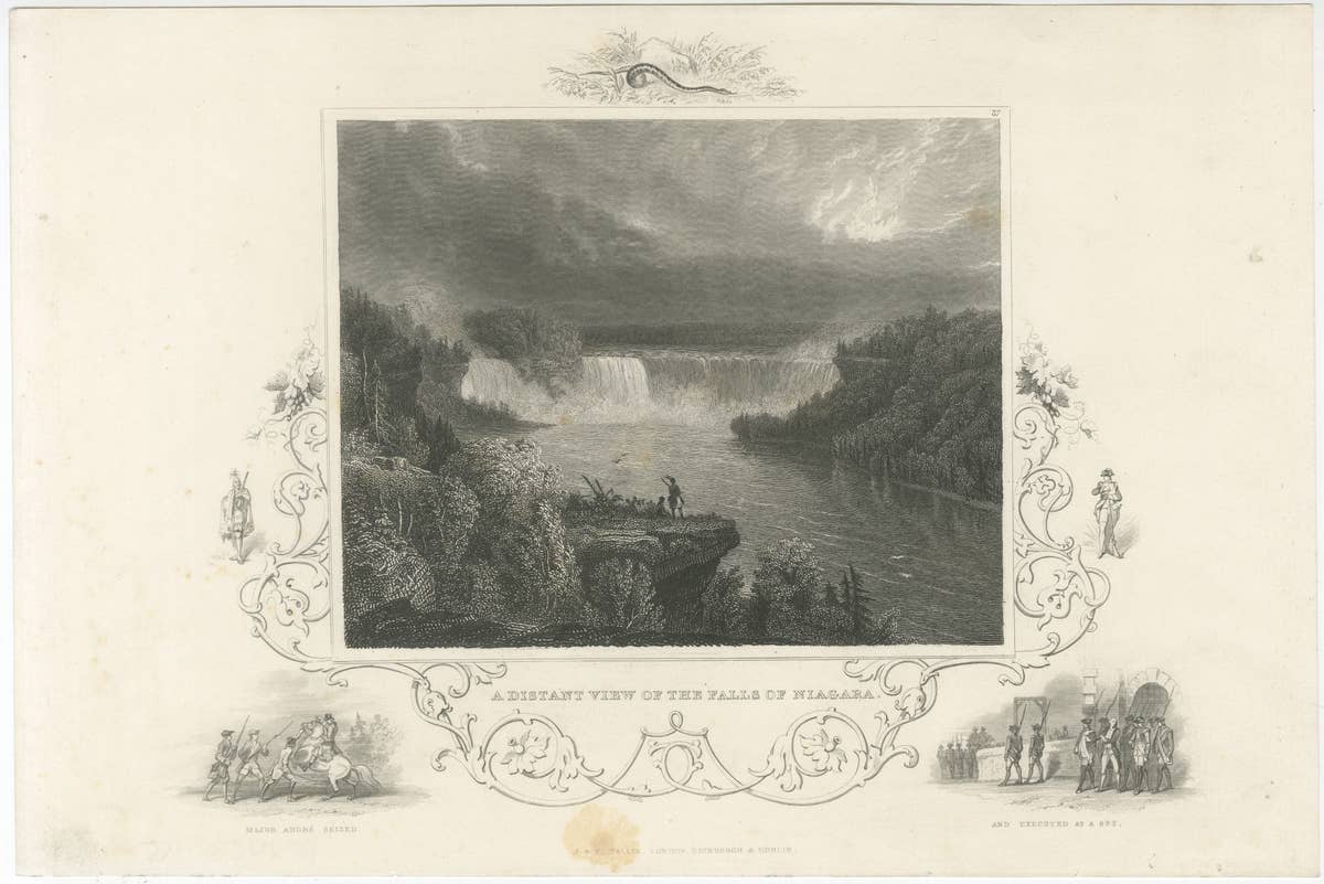 Niagara Falls Antique Engraving, Thomas Cole Landscape, 1831