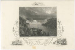 Niagara Falls Antique Engraving, Thomas Cole Landscape, 1831