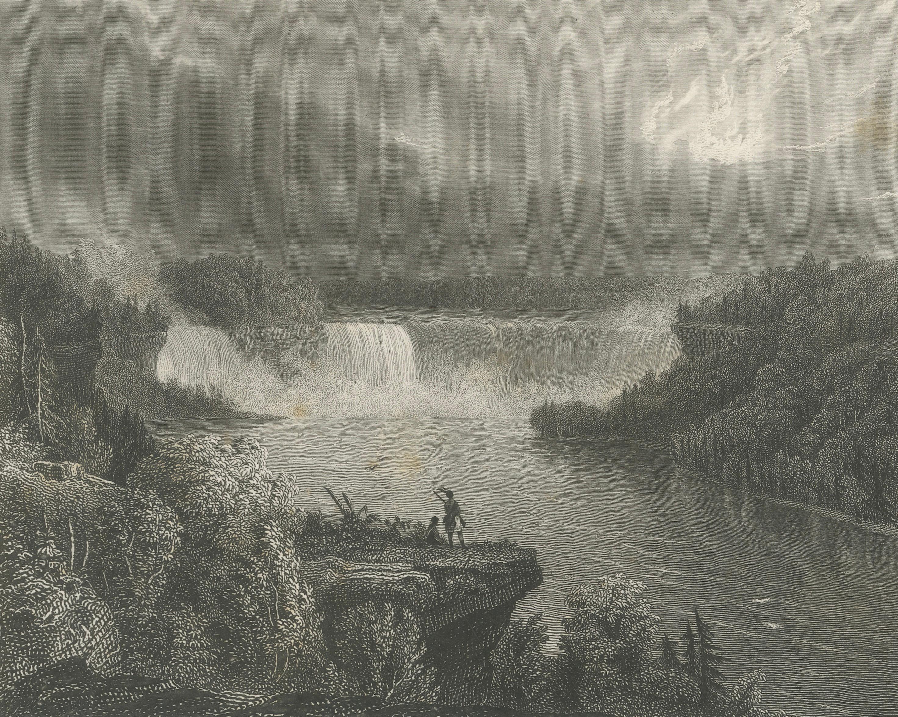 Niagara Falls Antique Engraving, Thomas Cole Landscape, 1831