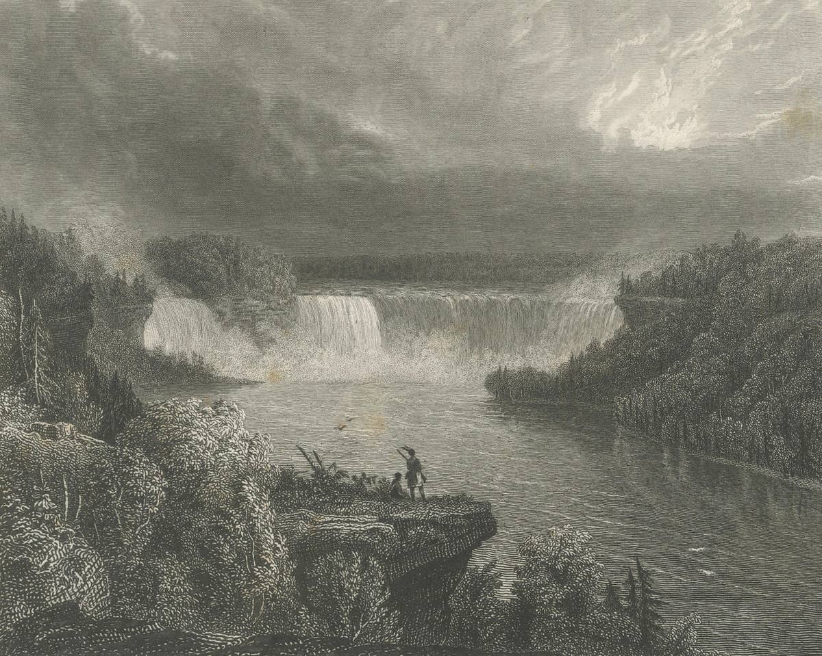 Niagara Falls Antique Engraving, Thomas Cole Landscape, 1831