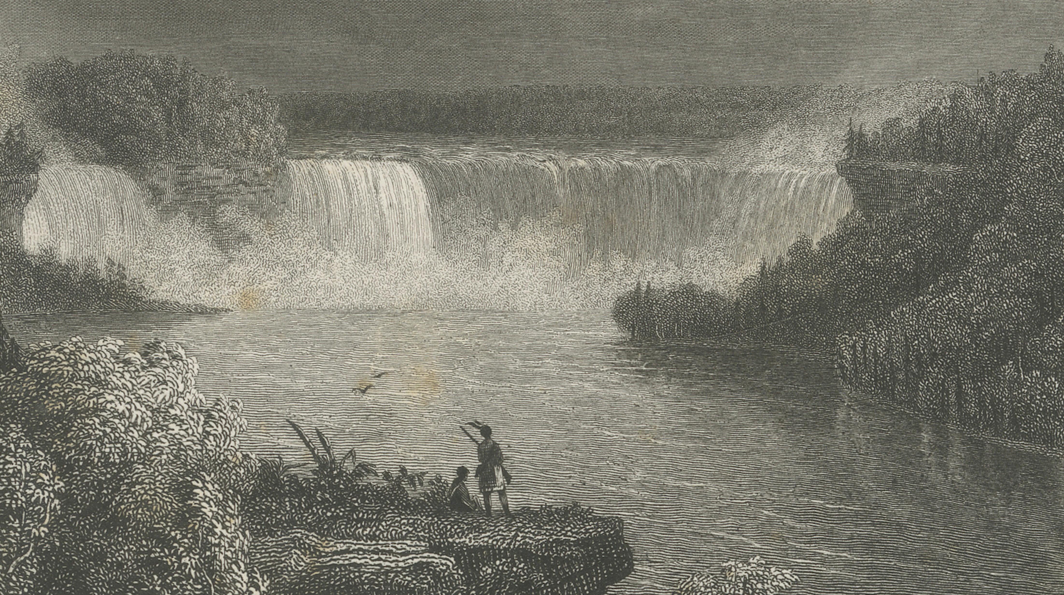 Niagara Falls Antique Engraving, Thomas Cole Landscape, 1831