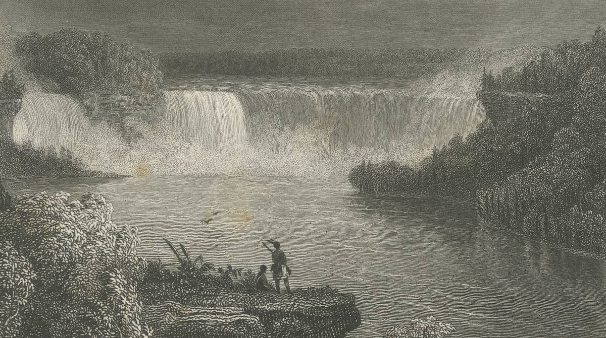 Niagara Falls Antique Engraving, Thomas Cole Landscape, 1831