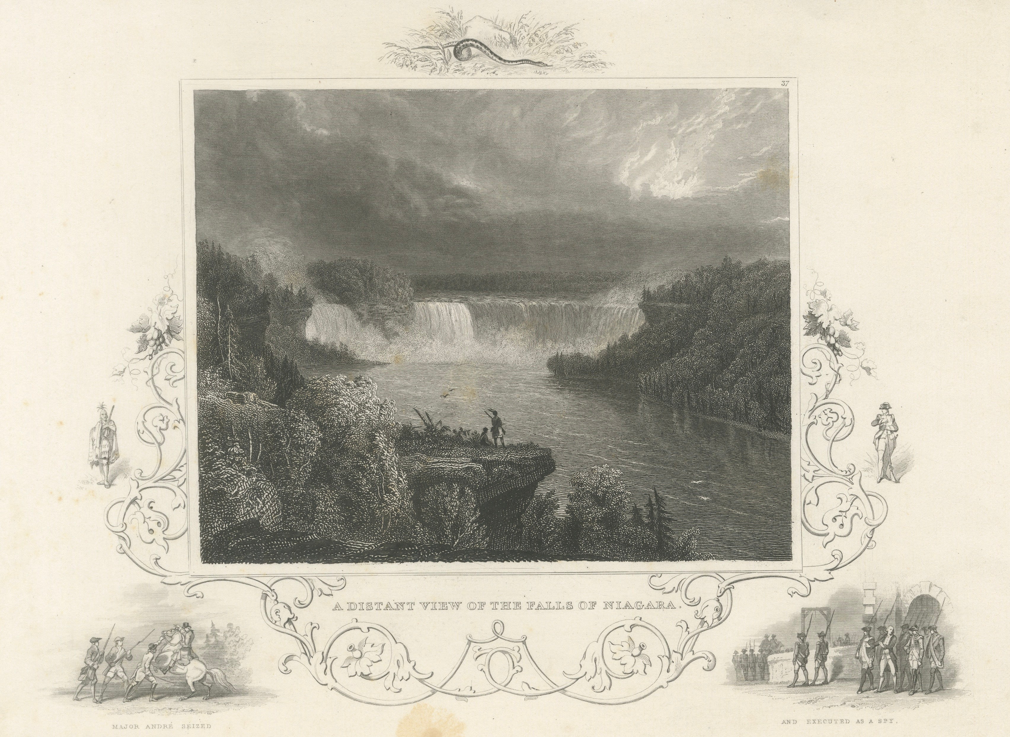 Niagara Falls Antique Engraving, Thomas Cole Landscape, 1831