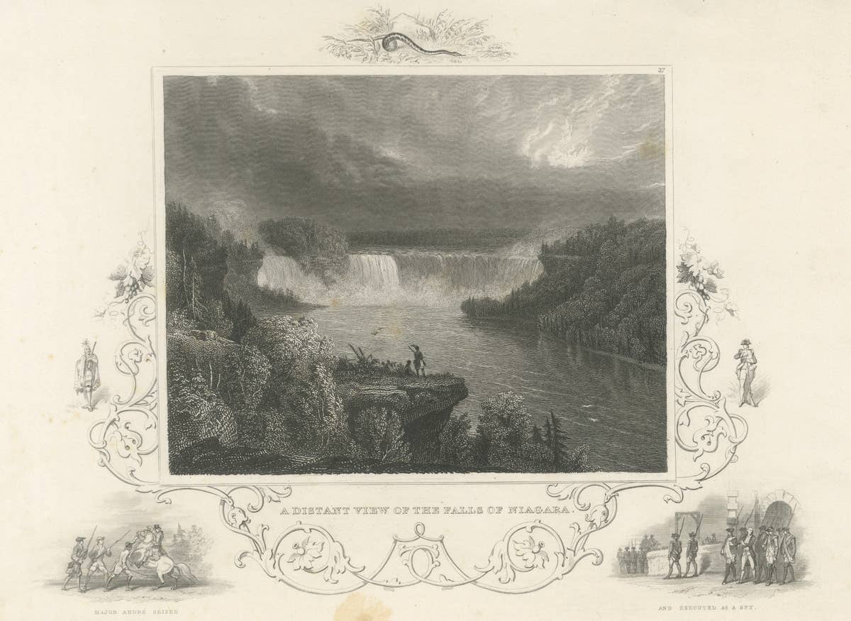 Niagara Falls Antique Engraving, Thomas Cole Landscape, 1831