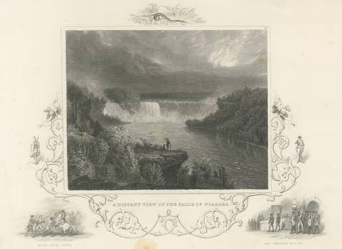 Niagara Falls Antique Engraving, Thomas Cole Landscape, 1831