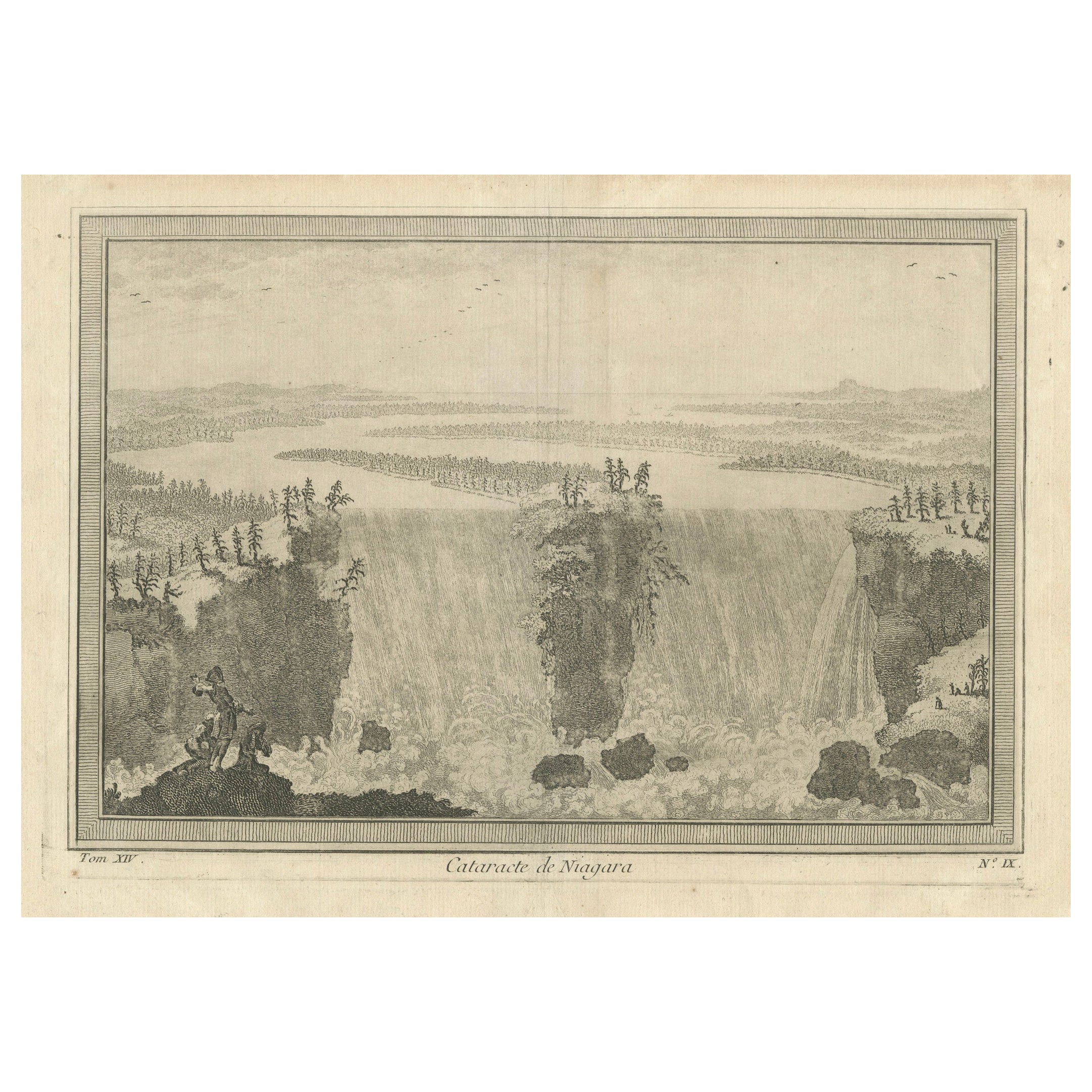 Cataratas del Niágara, Cataracte de Niagara - Vista grabada francesa antigua, c.1780 en venta