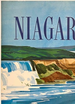 NIAGARA FALLS GO GREYHOUND Original Vintage Travel Tourism Poster MCM Canada