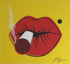 Niagara Hot Lips 'Yellow' Signed Artist Proof Contemporary Giclee Framed