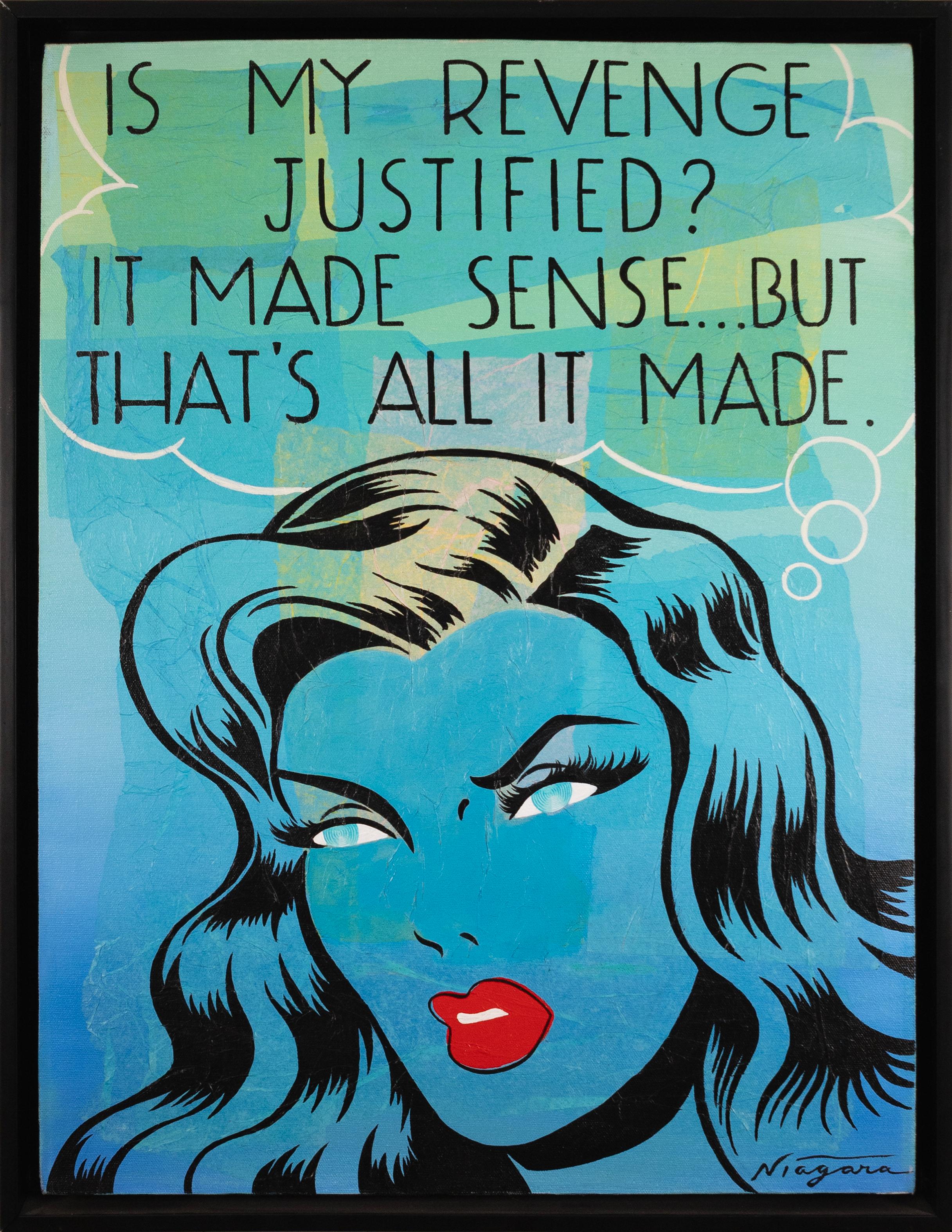 Américain Niagara Ma vengeance est-elle justifiée ? Peinture acrylique contemporaine pop art signée en vente