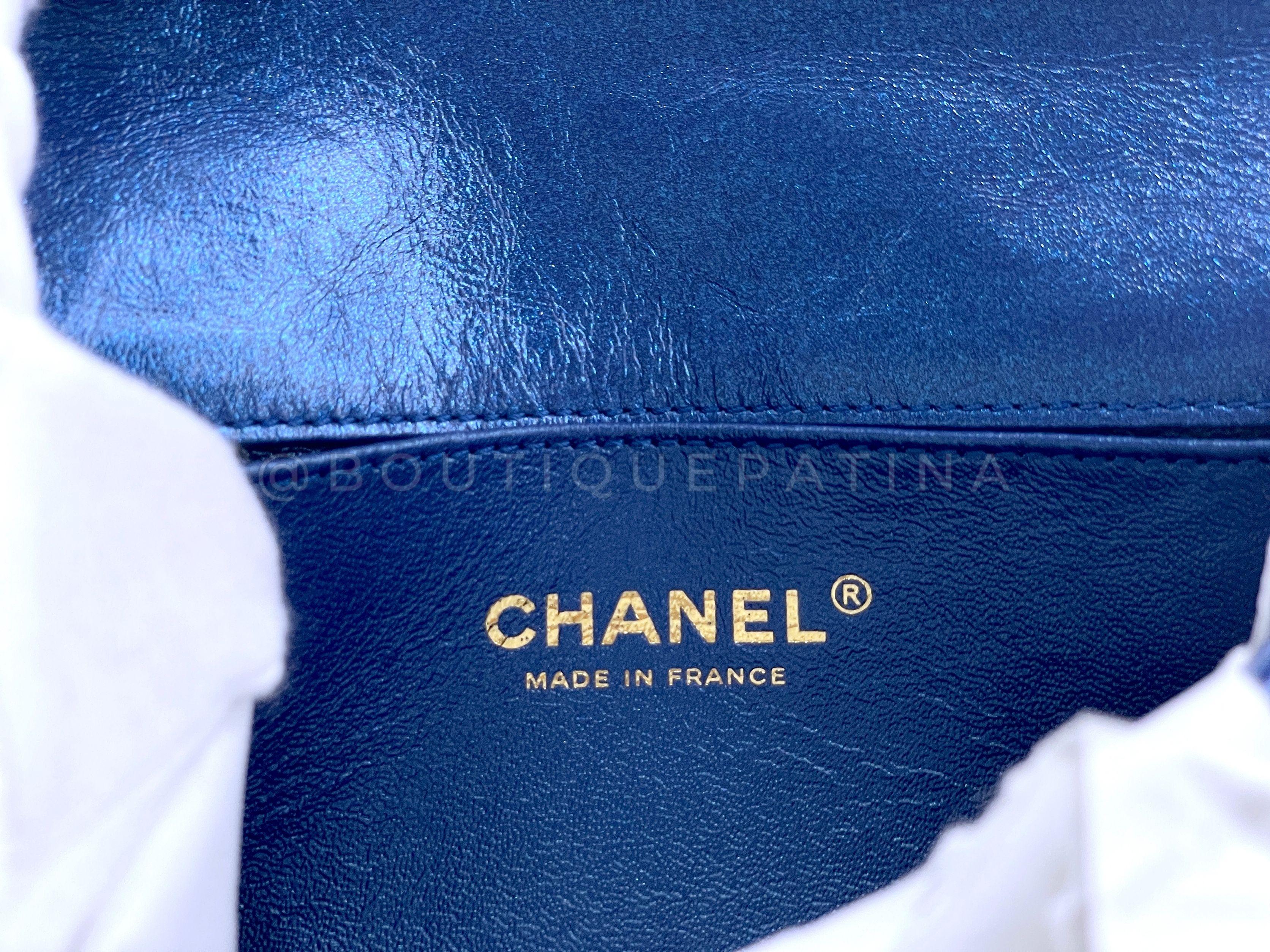 NIB 19A Chanel Reissue Waist Bag Fanny Pack Iridescent Sapphire Blue  64610 For Sale 4