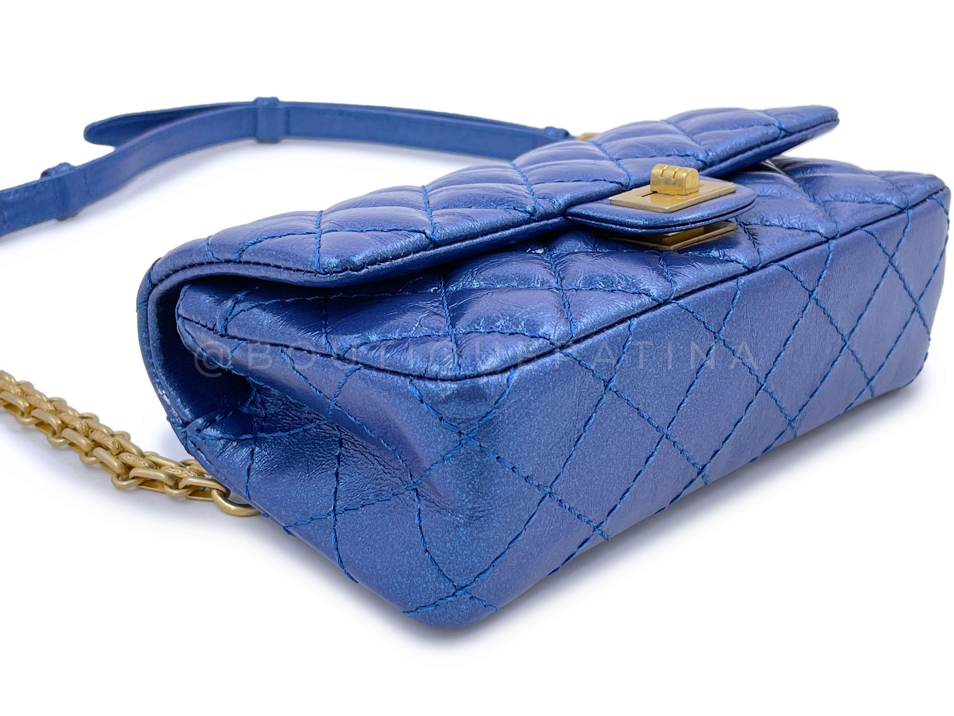 Women's NIB 19A Chanel Reissue Waist Bag Fanny Pack Iridescent Sapphire Blue  64610 For Sale