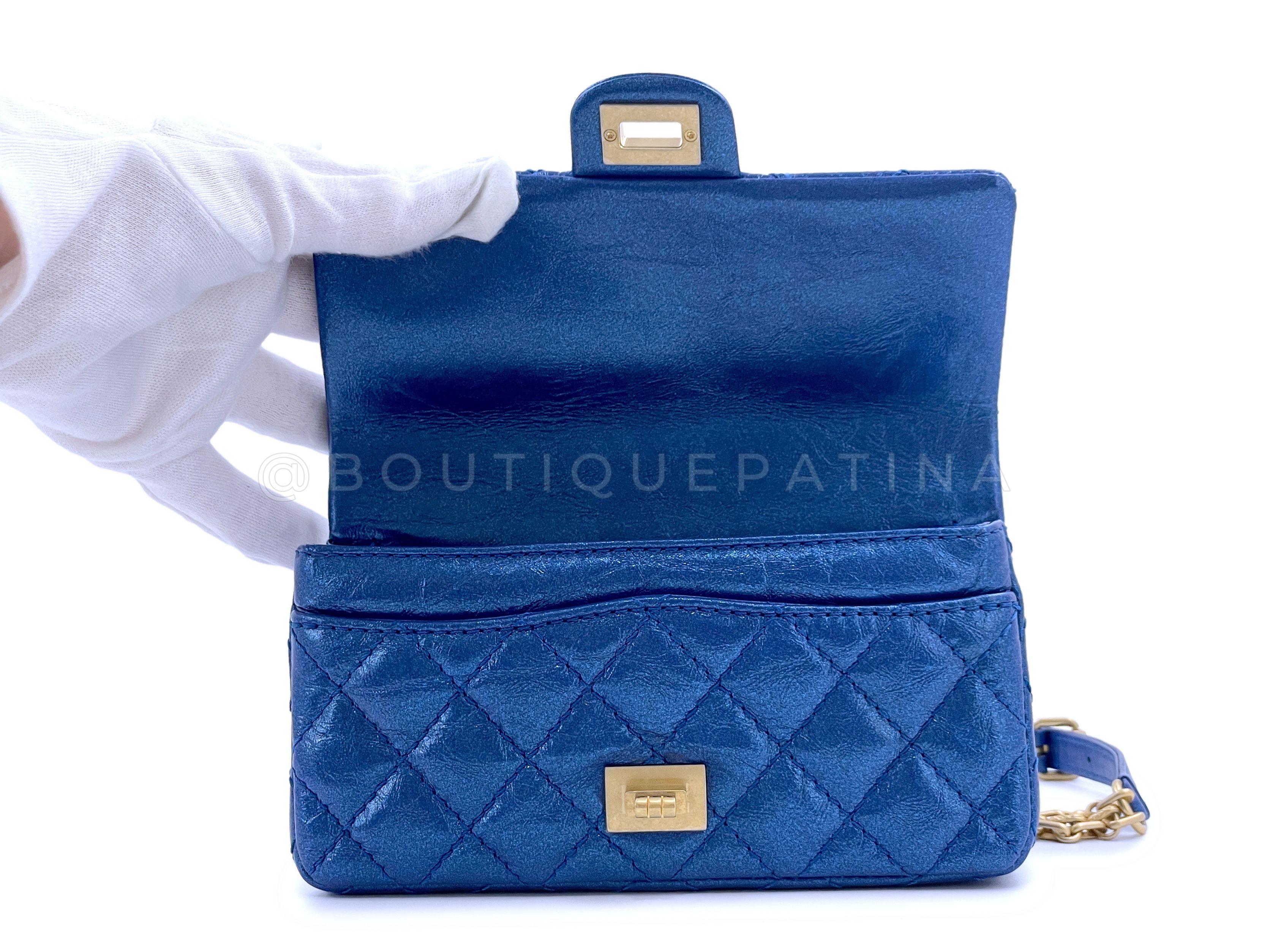 NIB 19A Chanel Reissue Waist Bag Fanny Pack Iridescent Sapphire Blue  64610 For Sale 2