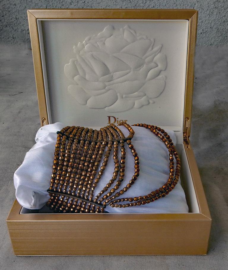 NIB Christian Dior Vintage „Valentine“ Masai Choker-Halskette aus goldener Bronze    im Angebot 3
