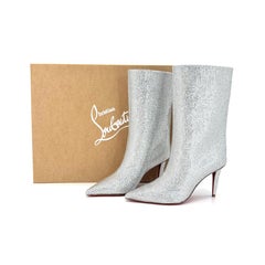 NIB Christian Louboutin Astrilarge Strass Booty 85 Pointed Toe Boots 36.5